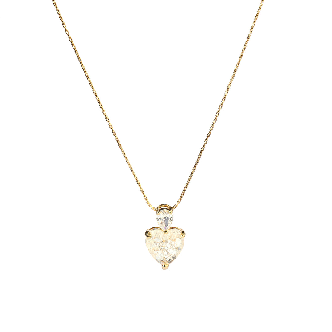 Pale Malena Studded Heart Gold Necklace