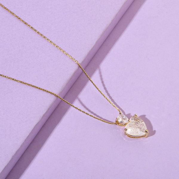 Pale Malena Studded Heart Gold Necklace