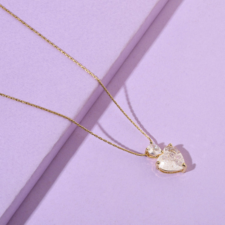Pale Malena Studded Heart Gold Necklace