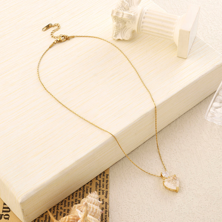 Pale Malena Studded Heart Gold Necklace
