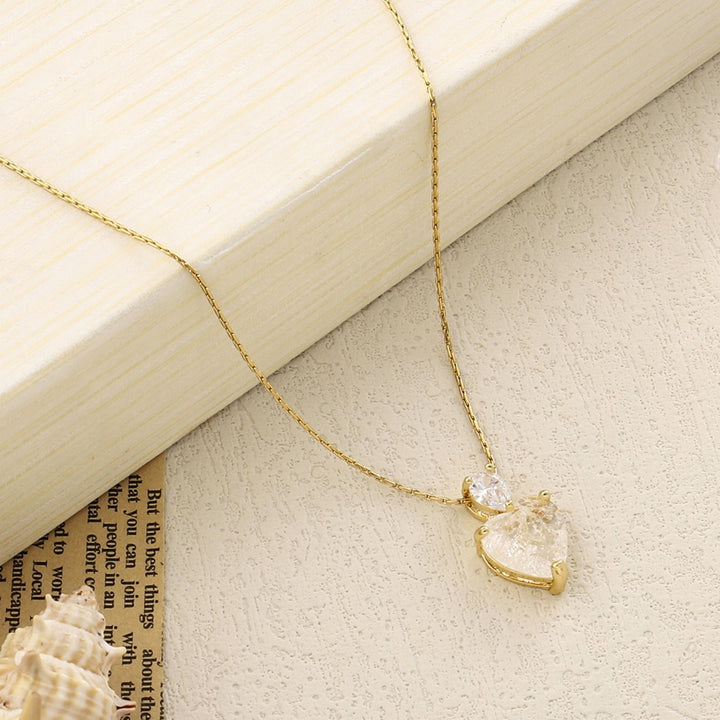 Pale Malena Studded Heart Gold Necklace