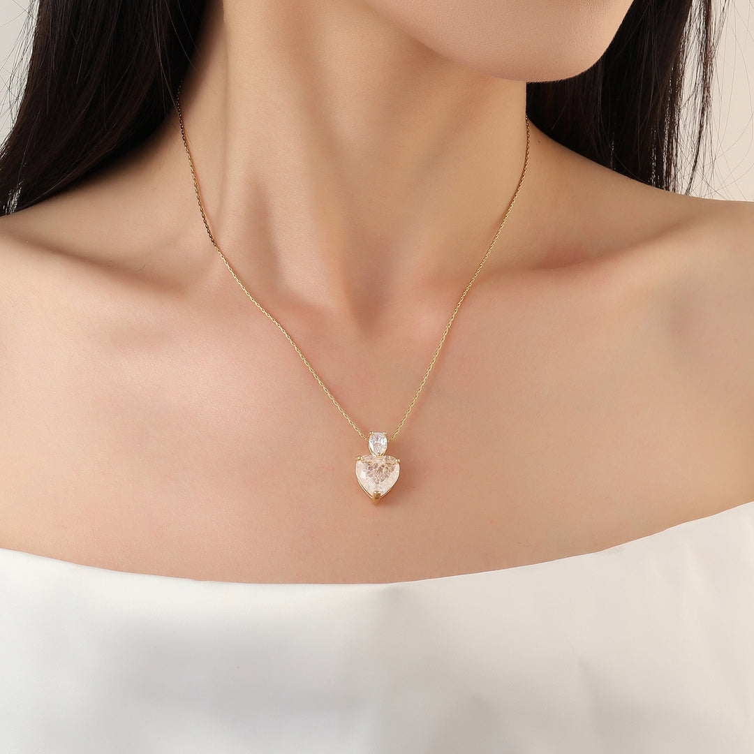 Pale Malena Studded Heart Gold Necklace