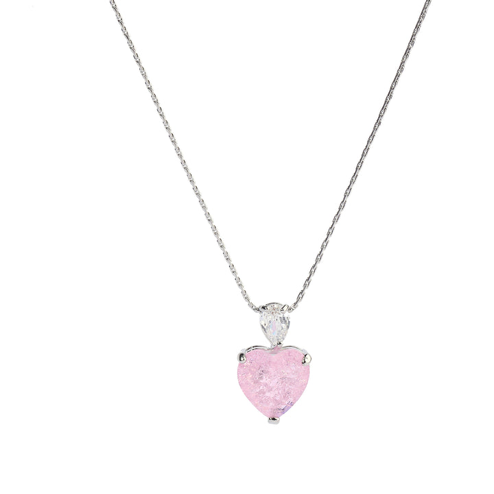 Pink Malena Studded Heart Silver Necklace - Salty Accessories