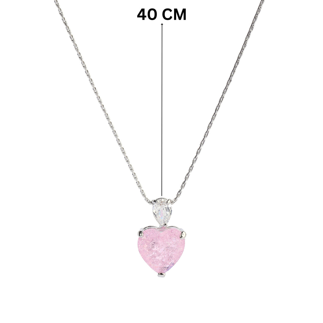 Pink Malena Studded Heart Silver Necklace - Salty Accessories
