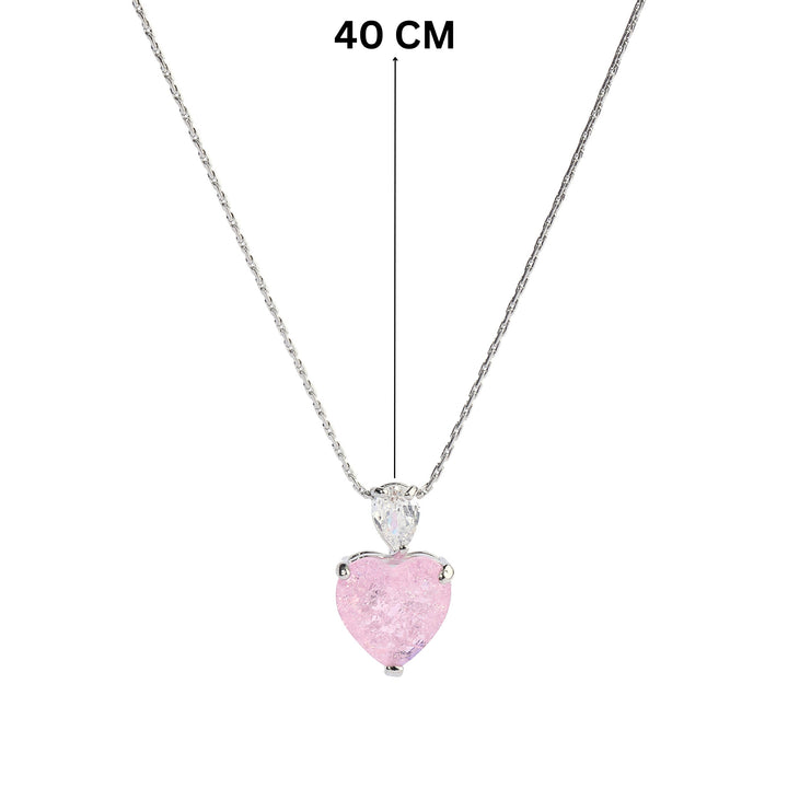 Pink Malena Studded Heart Silver Necklace - Salty Accessories