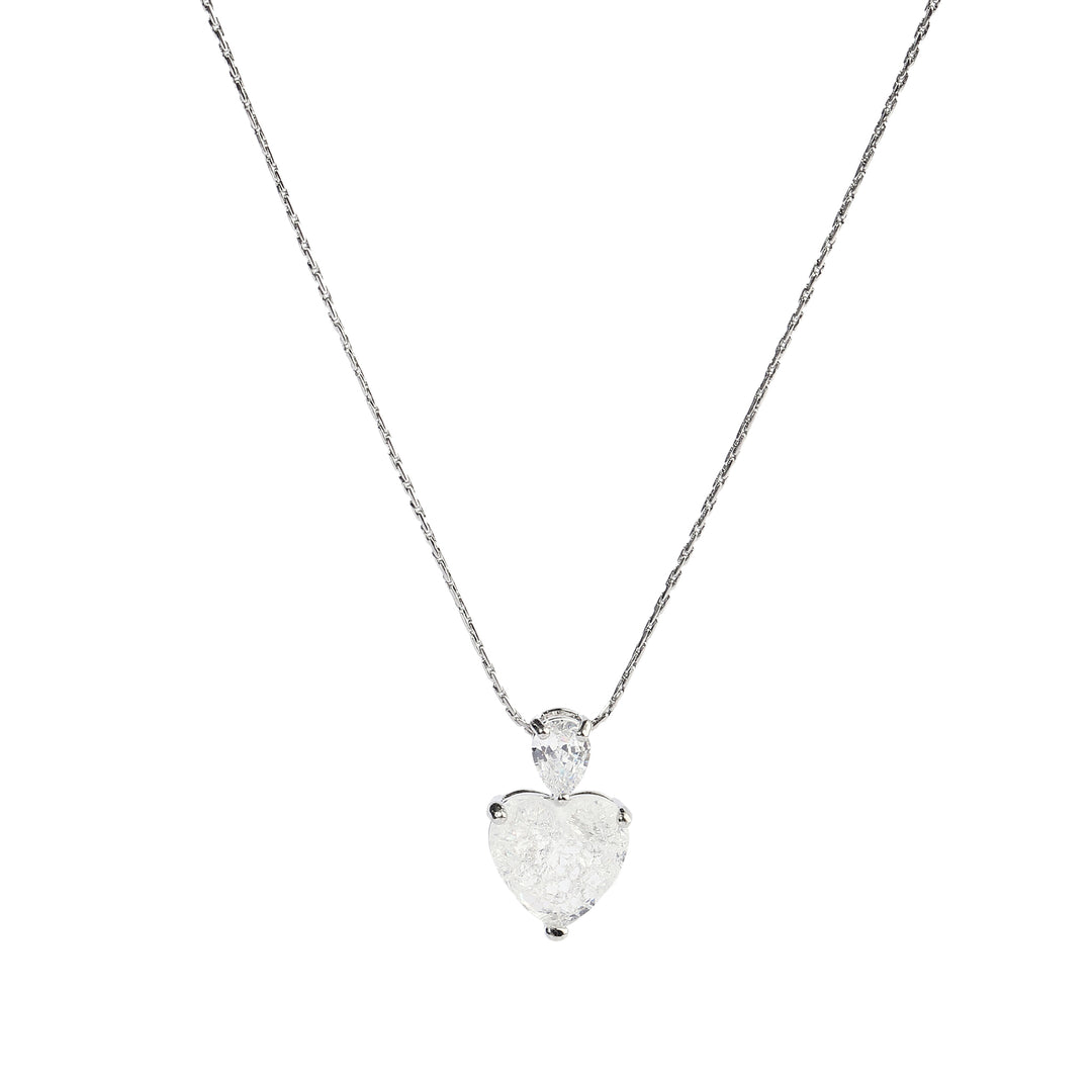 White Malena Studded Heart Silver Necklace - Salty Accessories