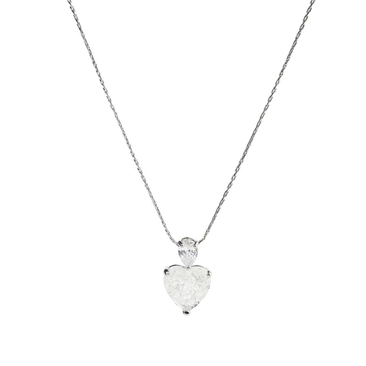 White Malena Studded Heart Silver Necklace - Salty Accessories