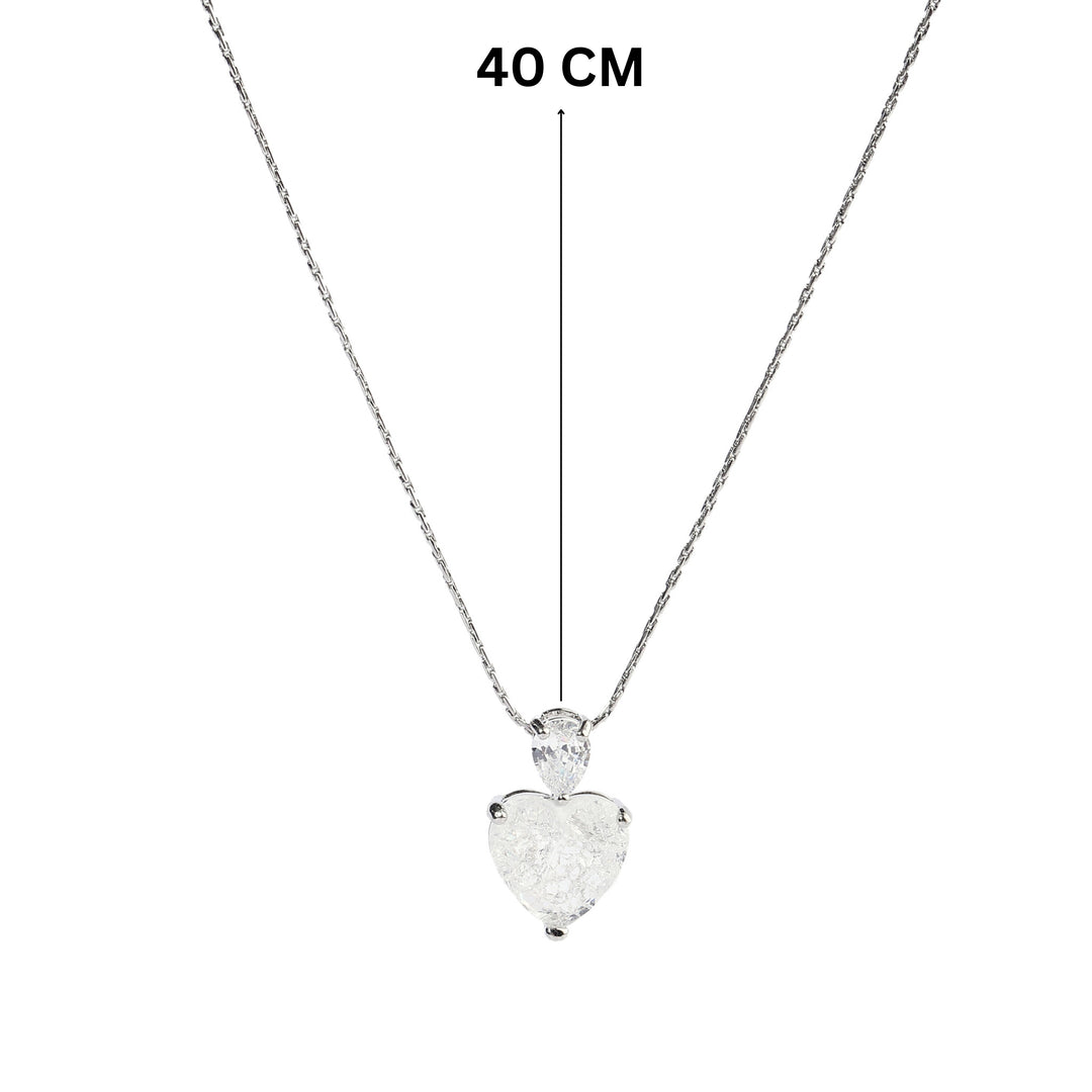 White Malena Studded Heart Silver Necklace - Salty Accessories