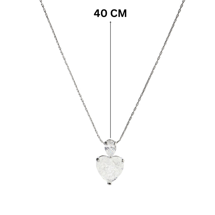 White Malena Studded Heart Silver Necklace - Salty Accessories