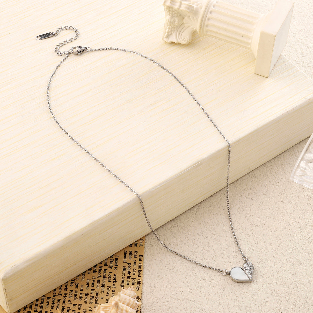 Cutie Studded Heart Gold Necklace