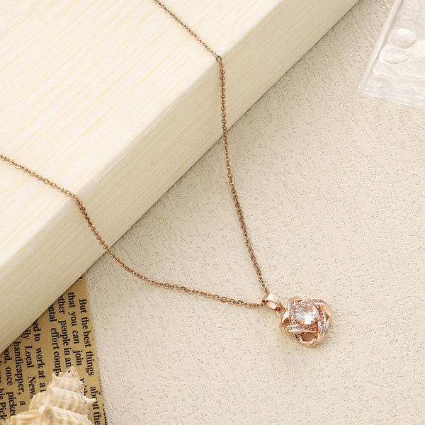 Warpped Solitaire Rosegold Necklace