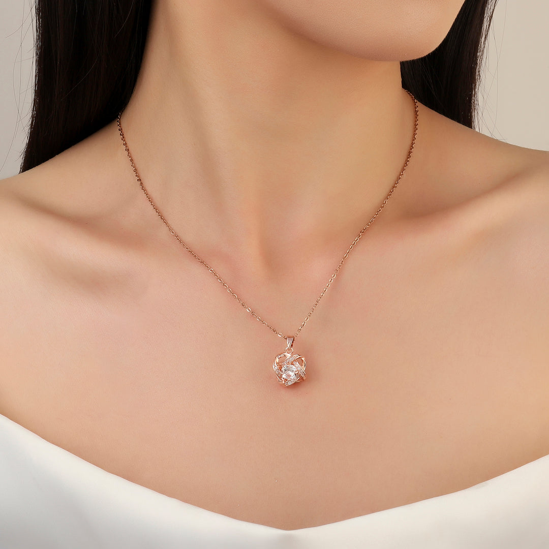 Warpped Solitaire Rosegold Necklace - Salty Accessories