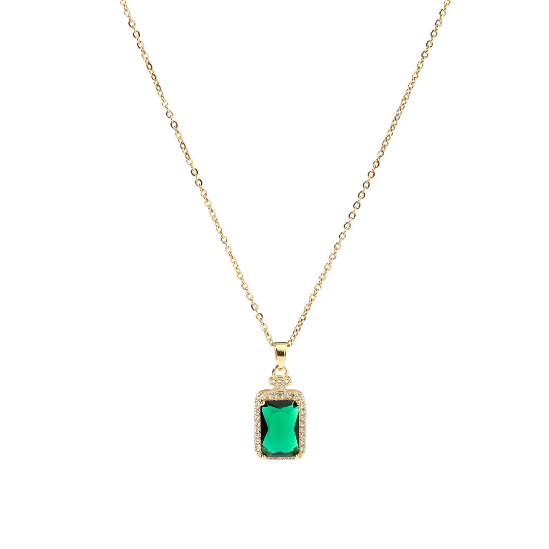 Pretty Emerald Gem Gold Necklace