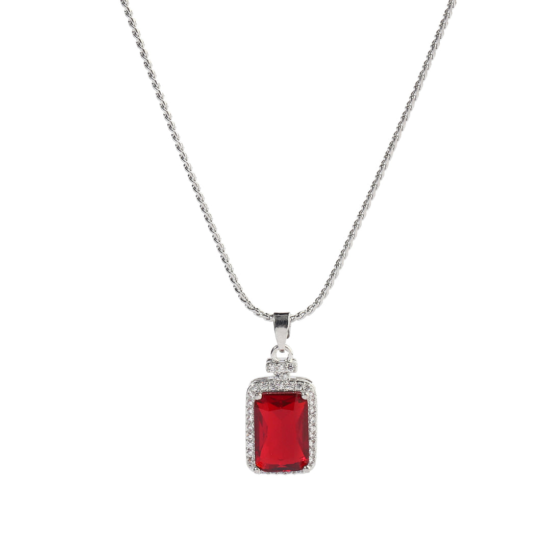 Red Ruby Gem Silver Necklace - Salty Accessories