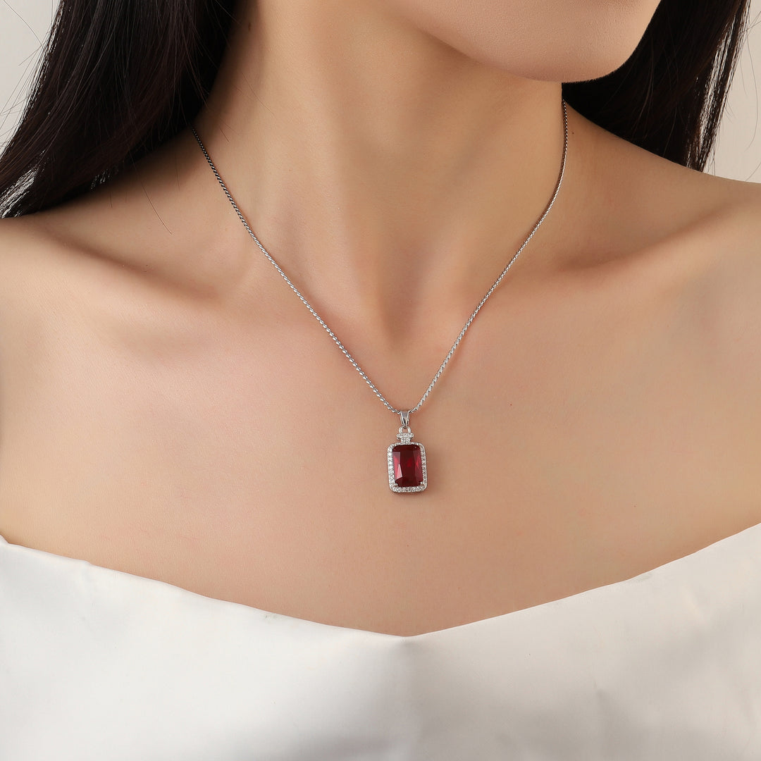 Red Ruby Gem Silver Necklace - Salty Accessories