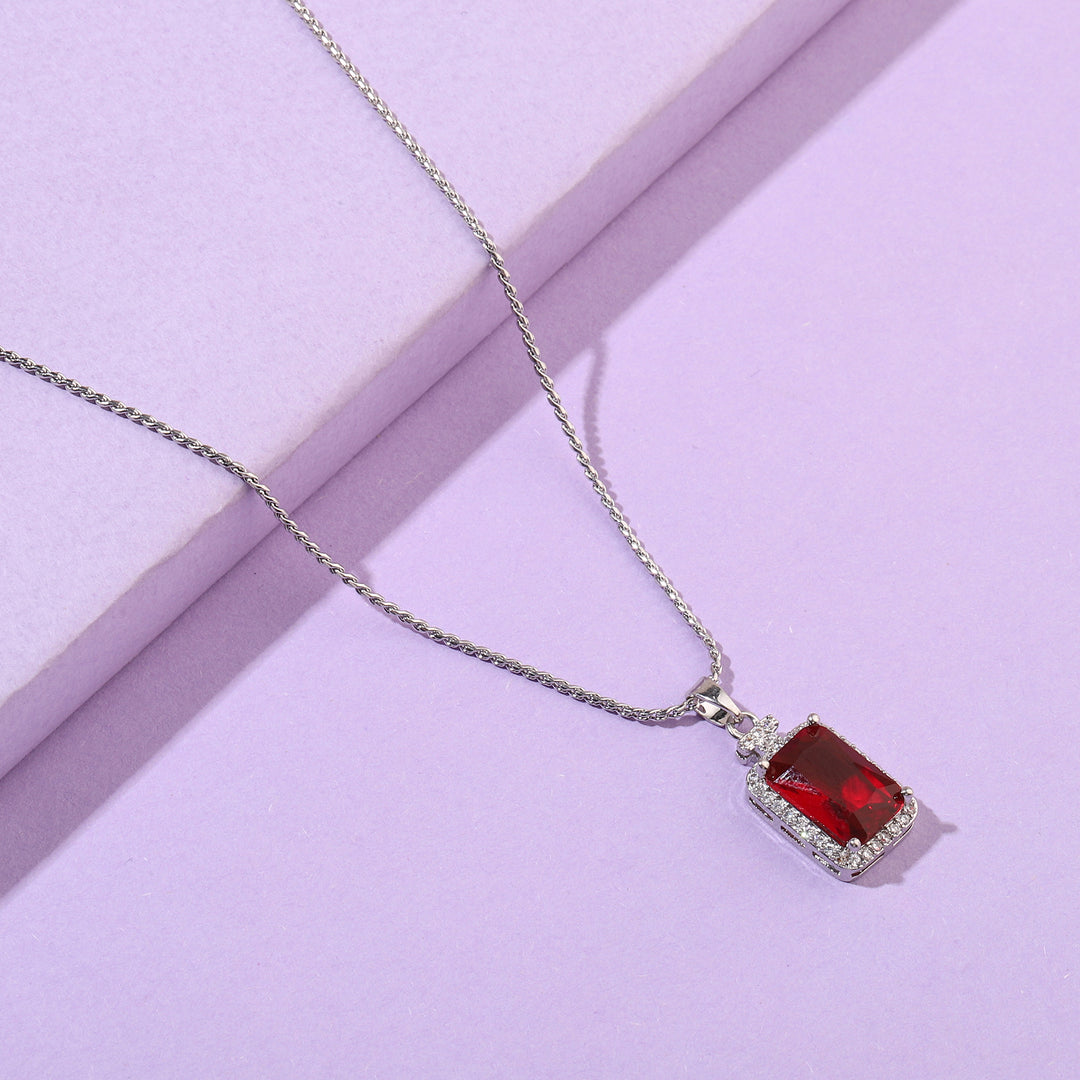 Red Ruby Gem Silver Necklace - Salty Accessories