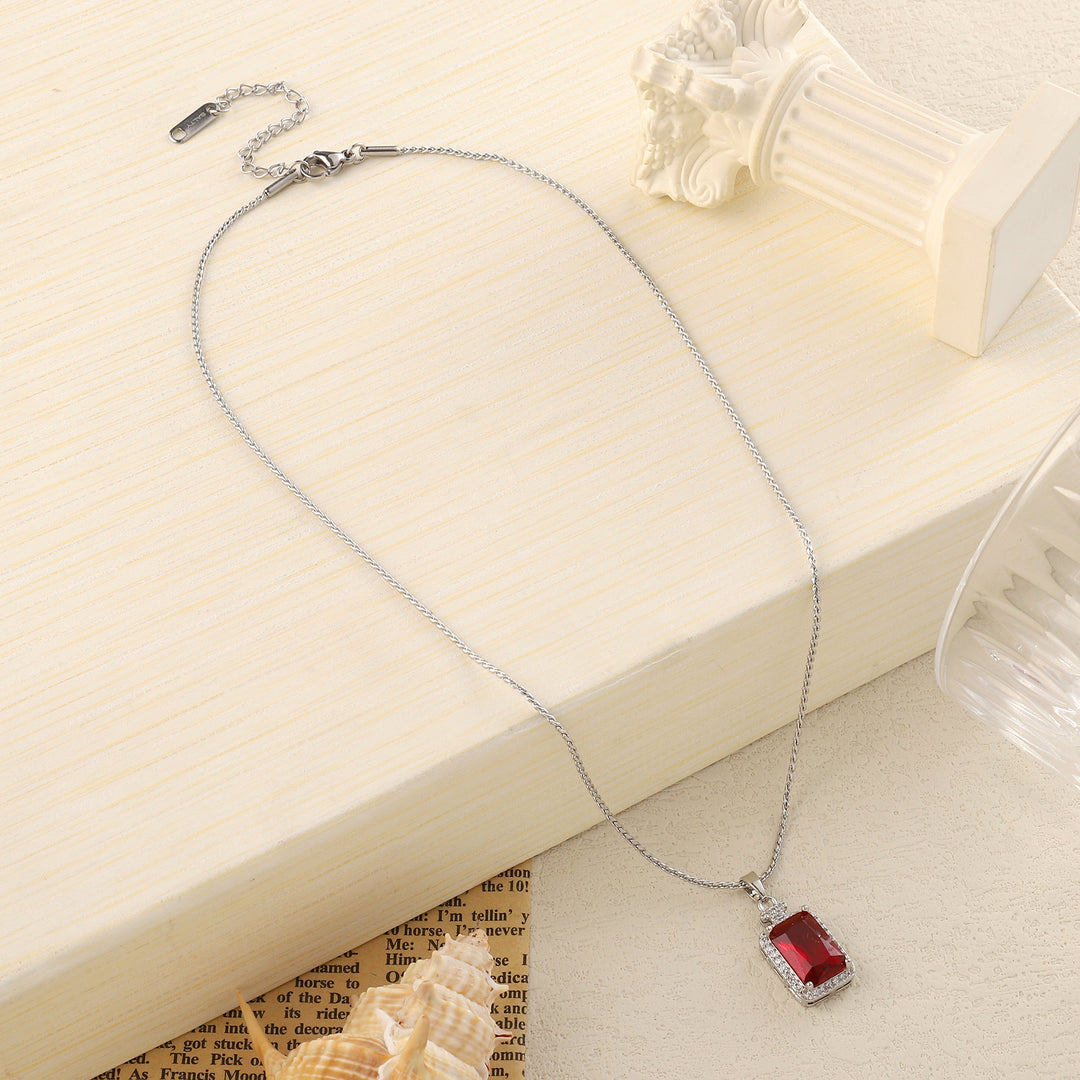 Red Ruby Gem Silver Necklace - Salty Accessories