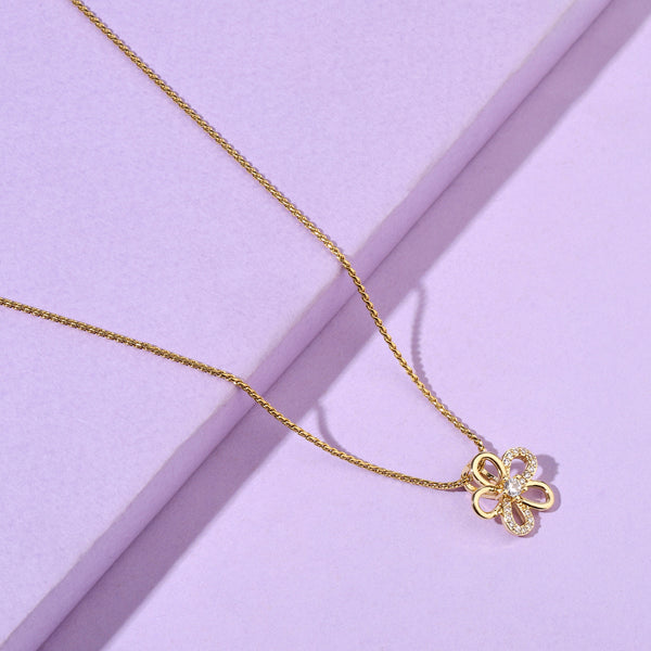Poshy Crystal Flower Gold Necklace