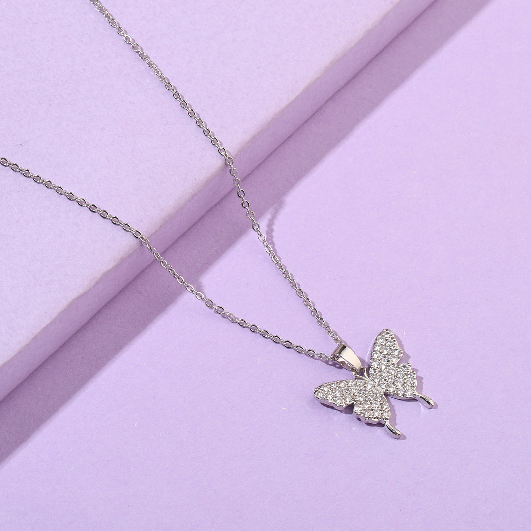 Eirene Butterfly Silver Necklace