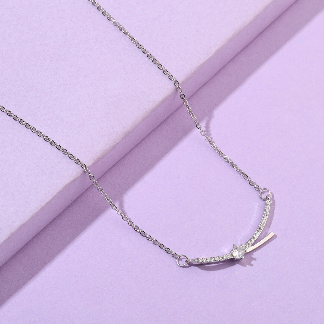 Eliza Crystal Silver Necklace