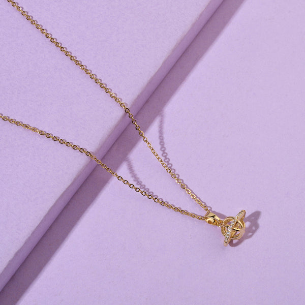 Studded Orbit Gold Necklace