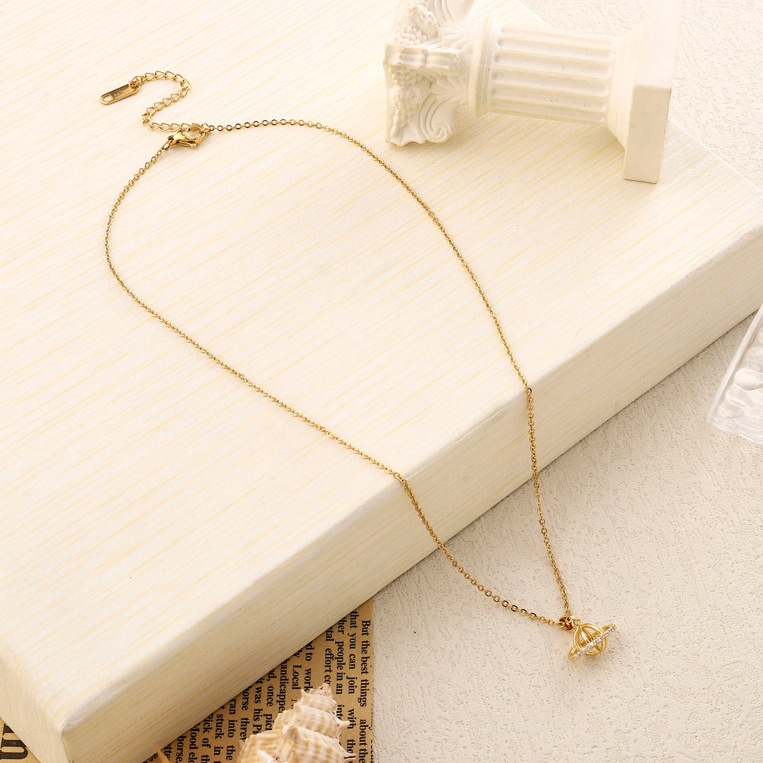 Studded Orbit Gold Necklace
