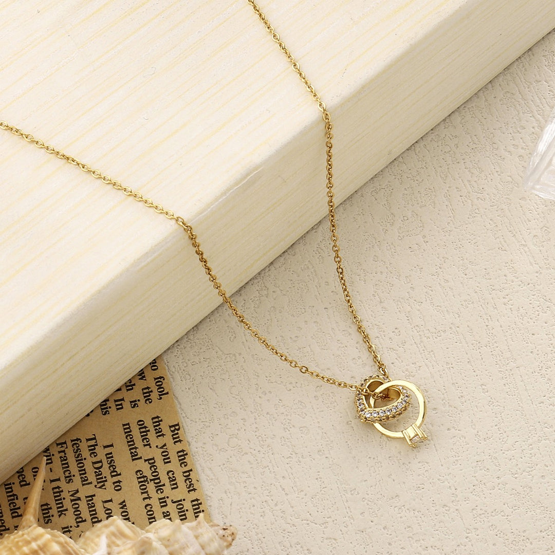 Elvi Ring heart Gold Necklace - Salty Accessories
