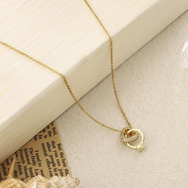 Elvi Ring heart Gold Necklace