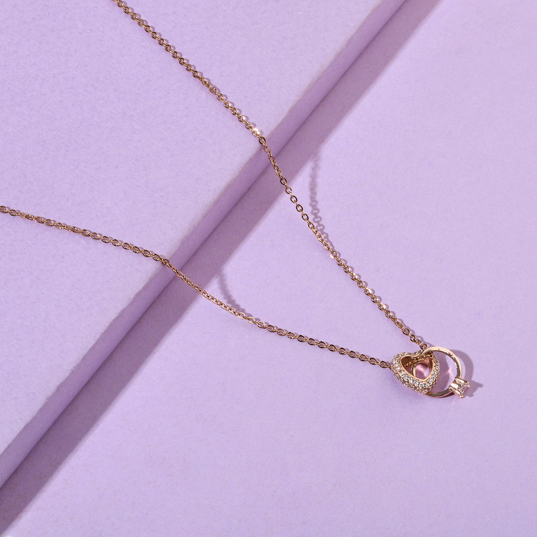 Elvi Ring heart RoseGold Necklace