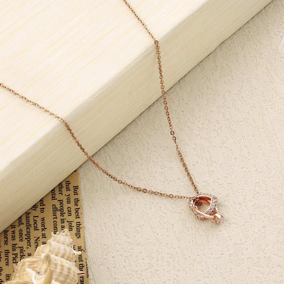 Elvi Ring heart RoseGold Necklace