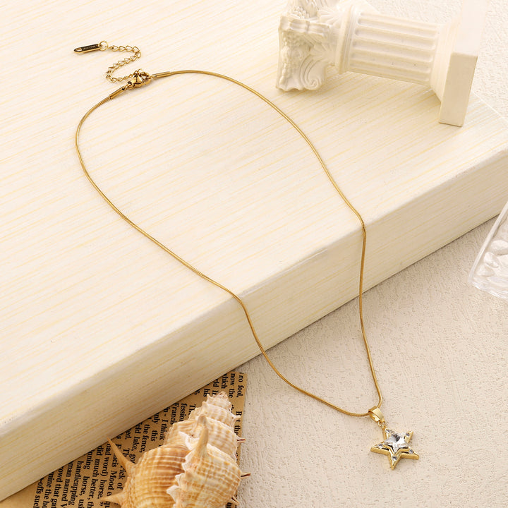 Almas Crystal Star Gold Necklace