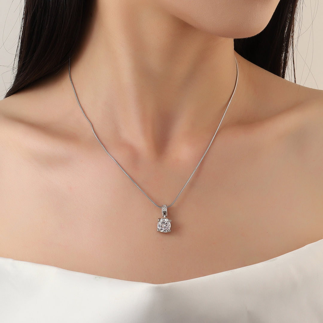 Elea Silver Solitaire Necklace