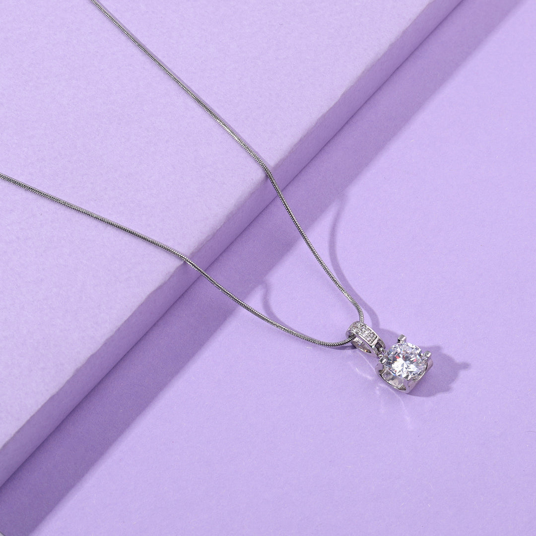 Elea Silver Solitaire Necklace - Salty Accessories