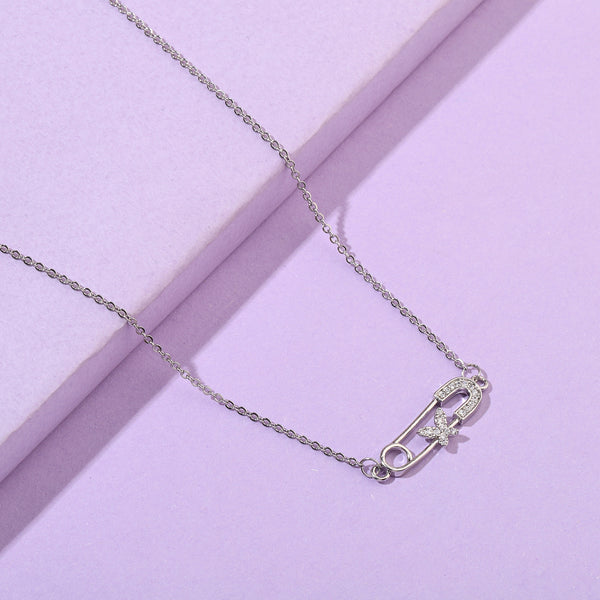 Eowyn Butterfly Pin Silver Necklace