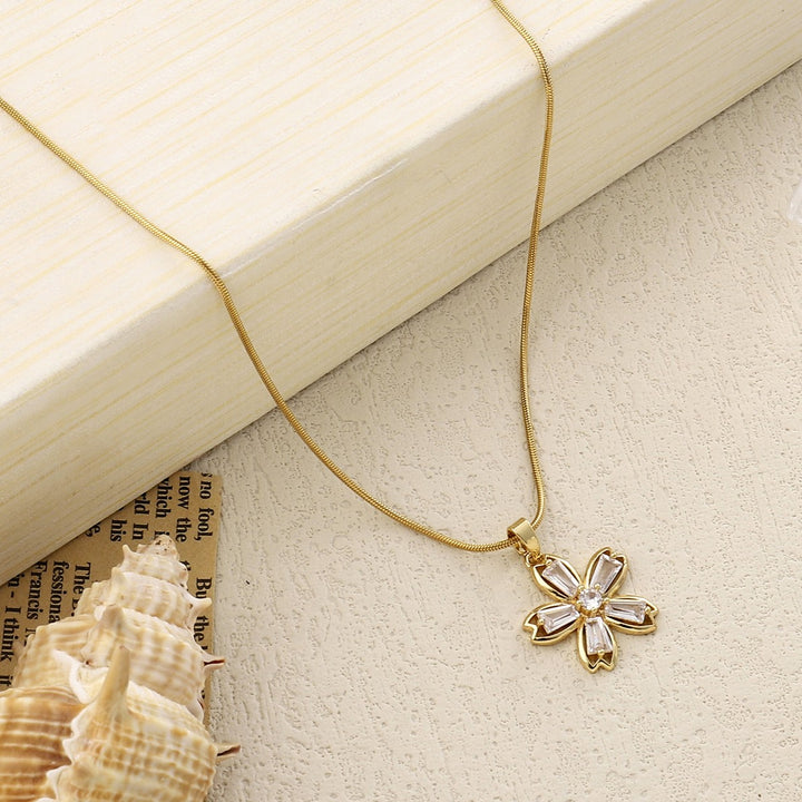 Inola Floral Gold Necklace - Salty Accessories