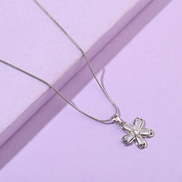 Inola Floral Silver Necklace