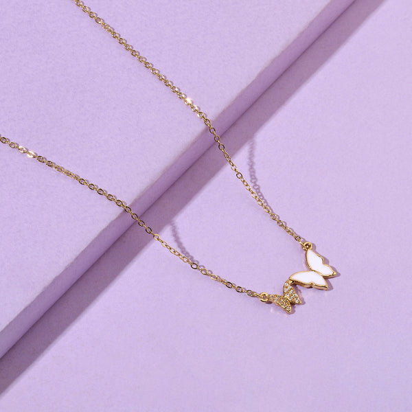 Sera Butterfly Duo Gold Necklace