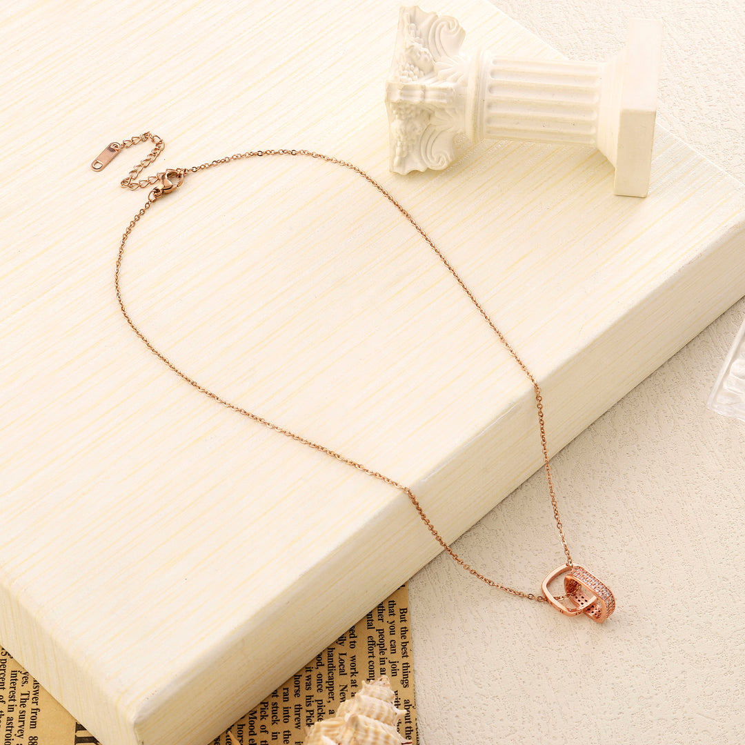 Ruelle Rings Loop Rosegold Necklace - Salty Accessories