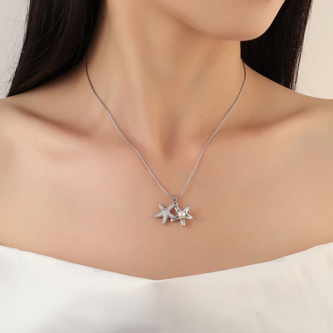 Pearly Starfish Silver Necklace