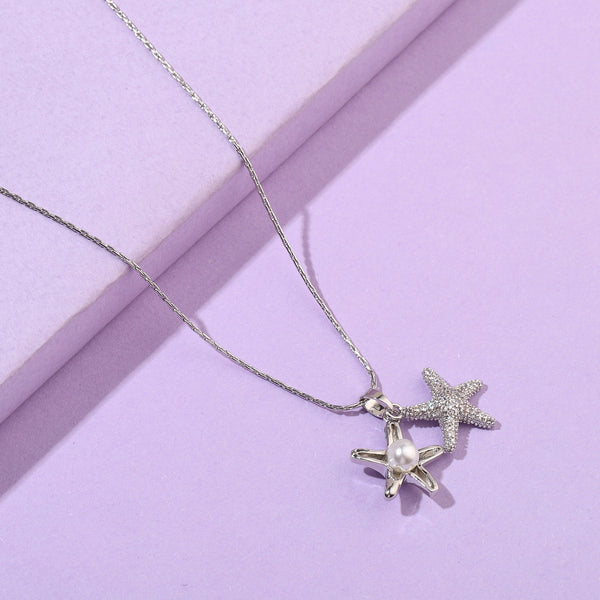 Pearly Starfish Silver Necklace