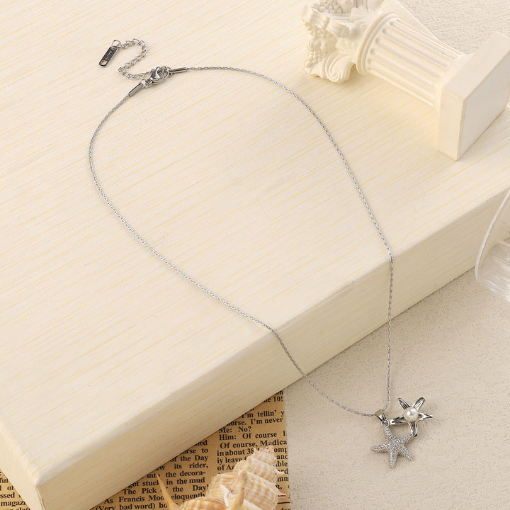 Pearly Starfish Silver Necklace