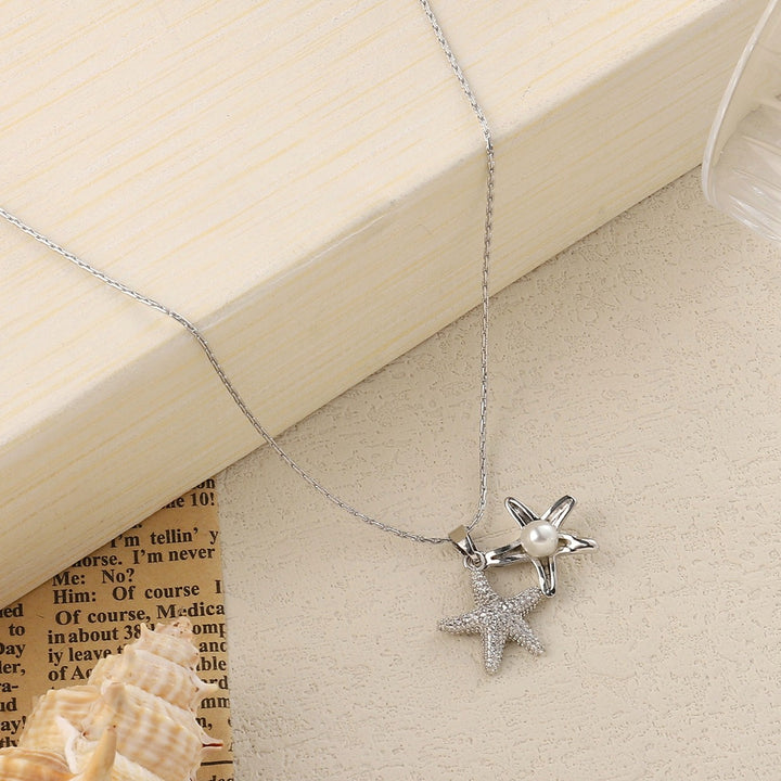 Pearly Starfish Silver Necklace - Salty Accessories