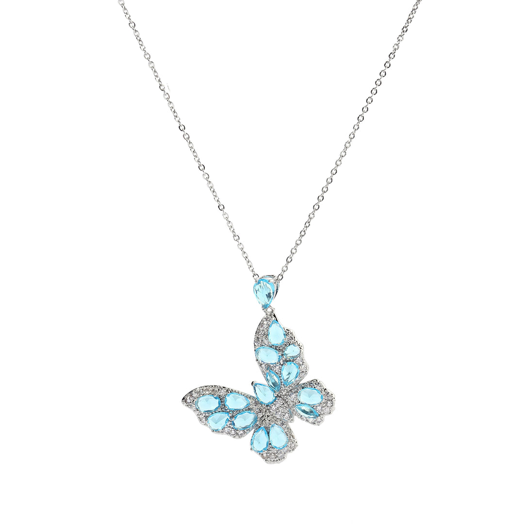 Enyo Crystal Sea Blue Silver Necklace - Salty Accessories