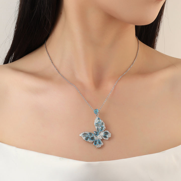 Enyo Crystal Sea Blue Silver Necklace