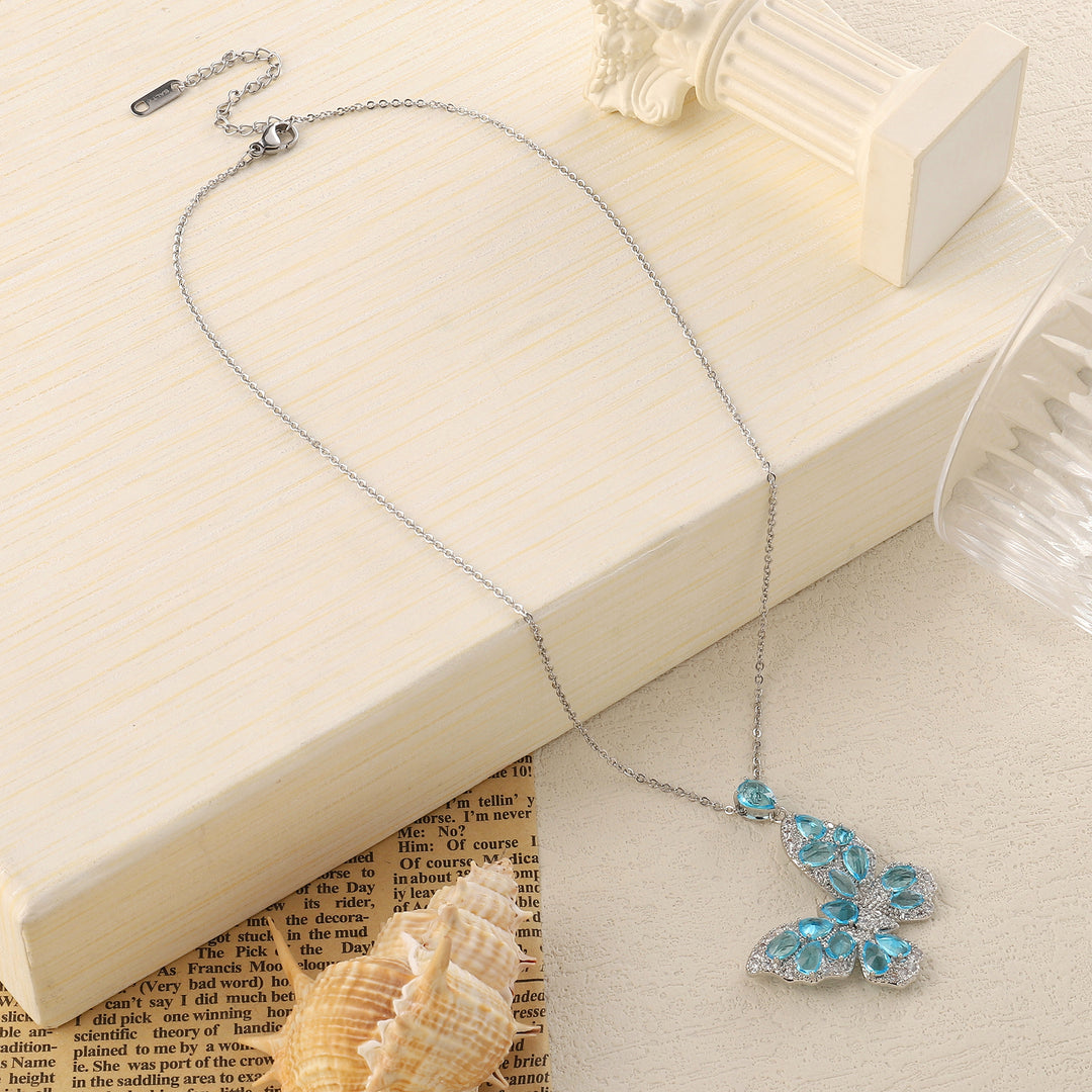 Enyo Crystal Sea Blue Silver Necklace