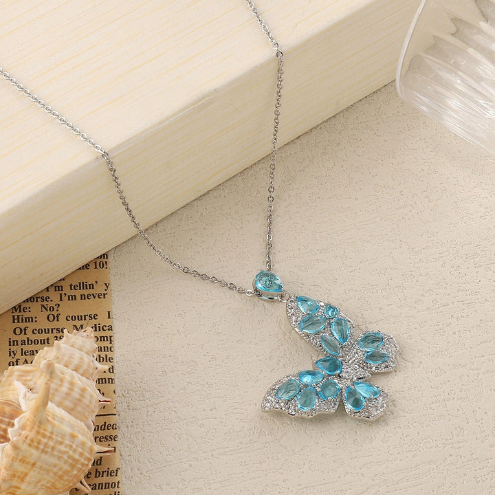Enyo Crystal Sea Blue Silver Necklace - Salty Accessories