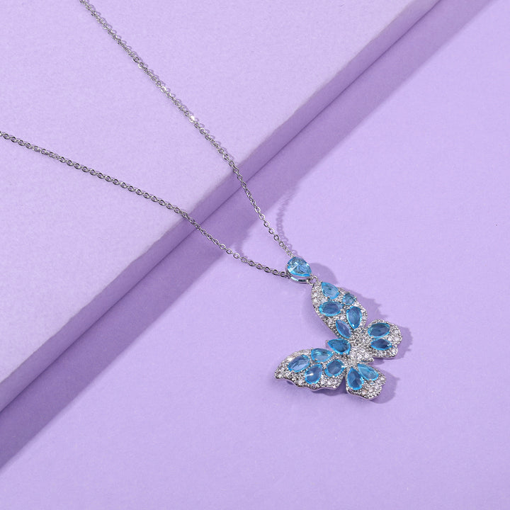 Enyo Crystal Sea Blue Silver Necklace