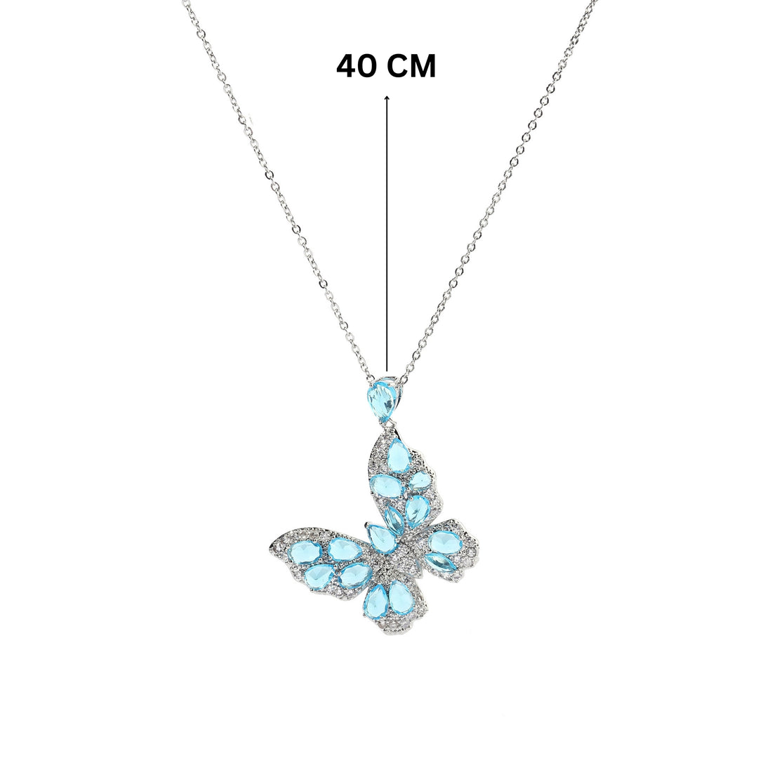 Enyo Crystal Sea Blue Silver Necklace - Salty Accessories