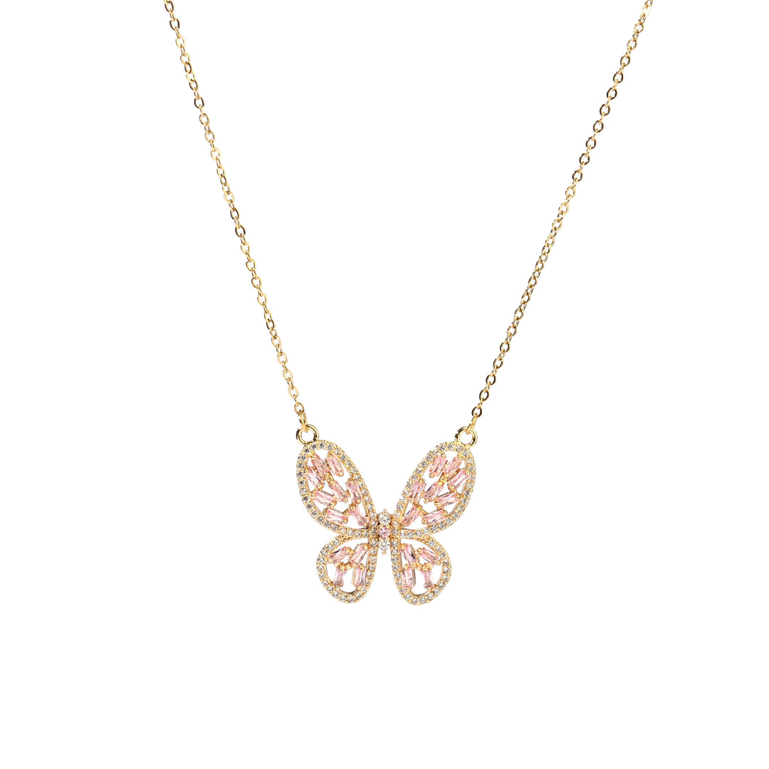 Irene Baguette Gold Butterfly Necklace - Salty Accessories