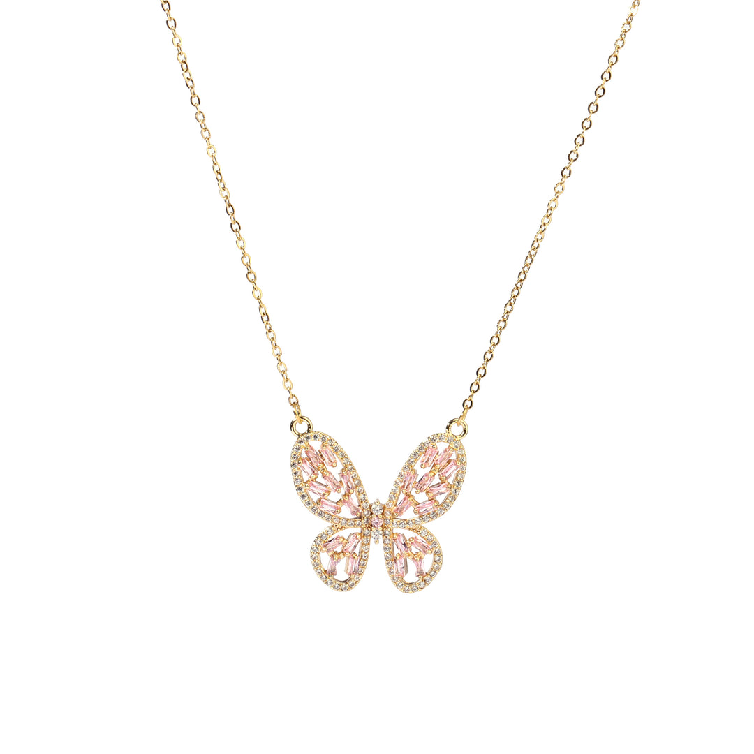 Irene Baguette Gold Butterfly Necklace